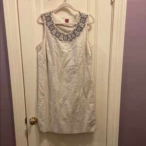 Cream Embroidery Embellished Mini Dress Sleeveless